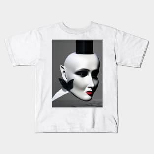 Surrealism abstract face sculpture woman red lips Kids T-Shirt
